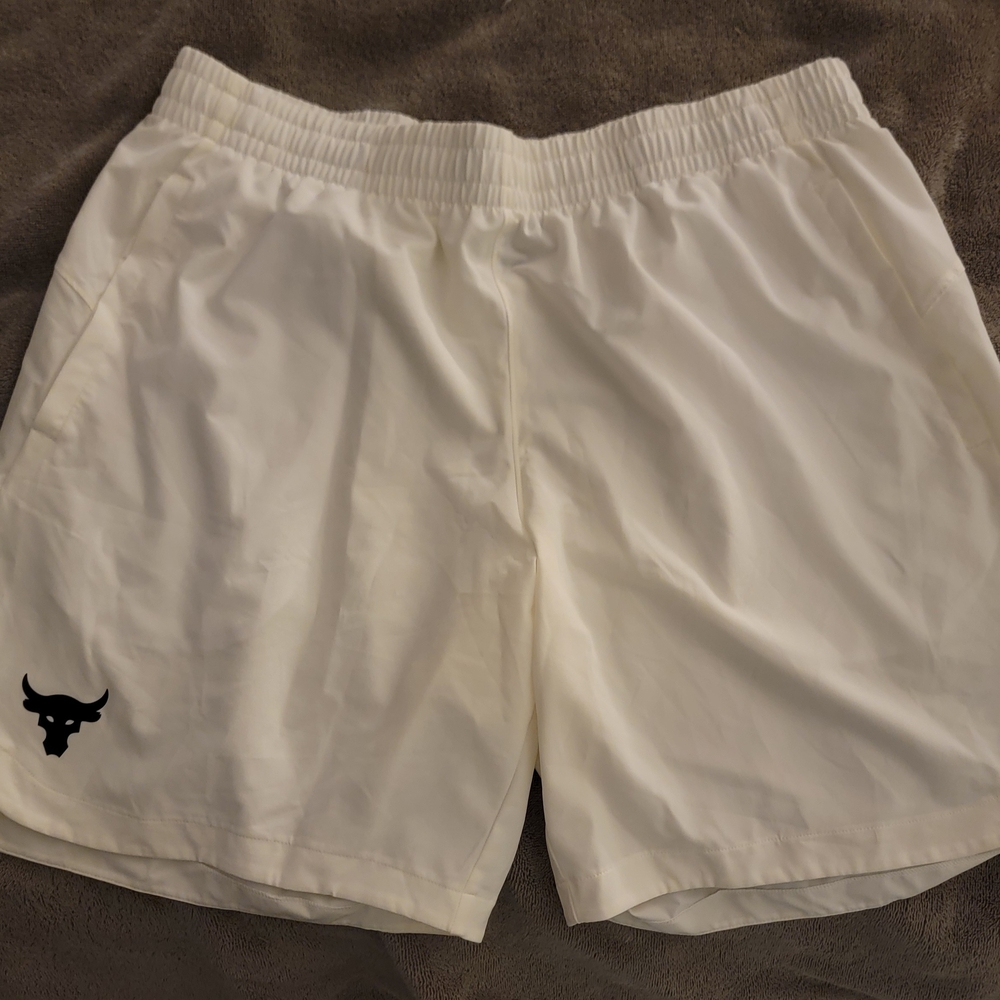 Under Armour Project Rock- Men's White Athletic Shorts